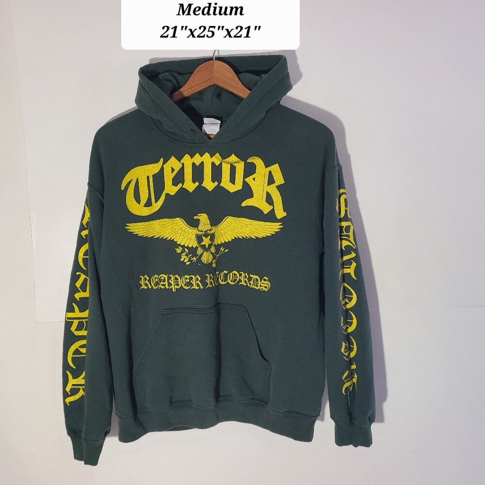 Terror Reaper Records Green/Yellow Medium Hoodie Hardcore Punk